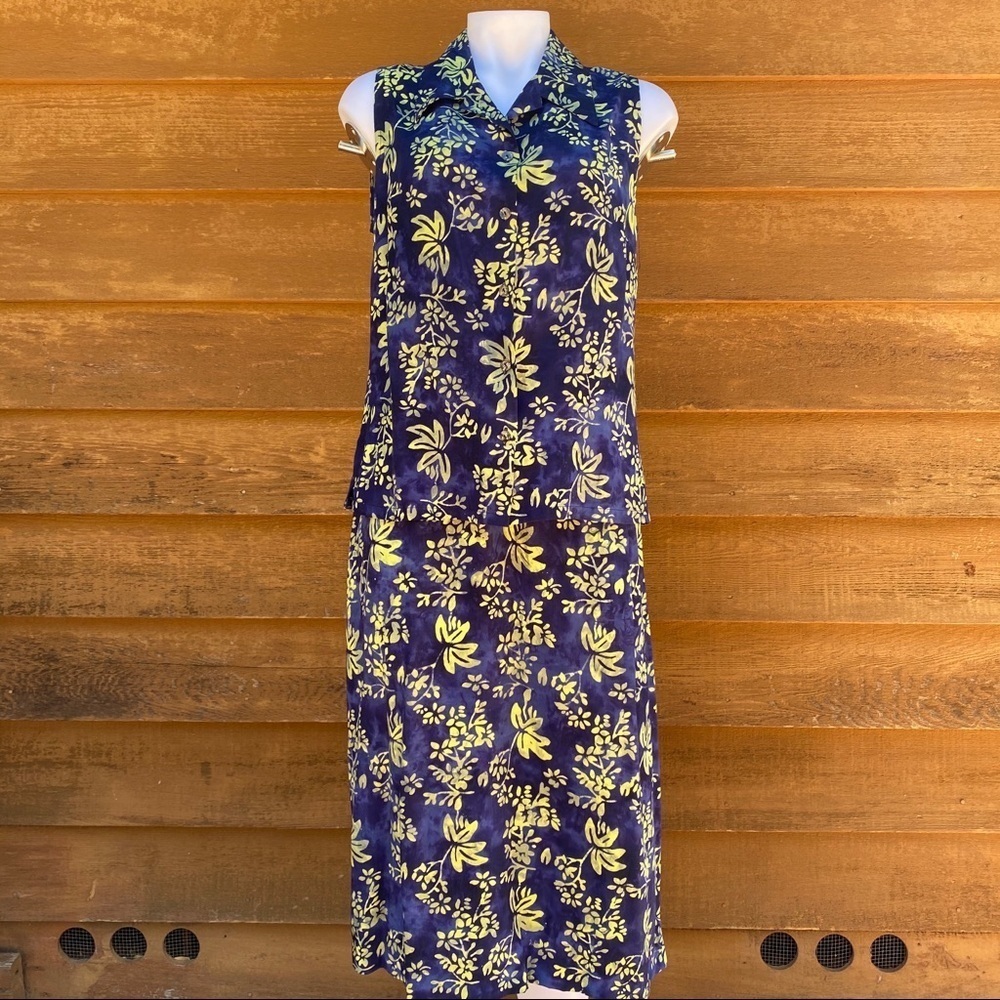 OJAI Vintage Floral Island Style Tank Skirt Set